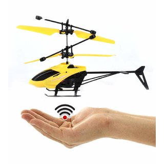 2 in 1 Flying Helicopter Sensor Aircraft USB Chargering with Remote Control (6 to 14 Years) (Yellow)