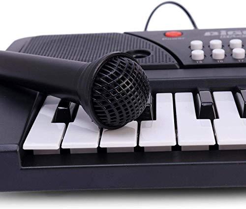 37 Key Piano Keyboard Toy with Dc Power Option, Recording and Mic for Kids Latest Model with mic (Black)