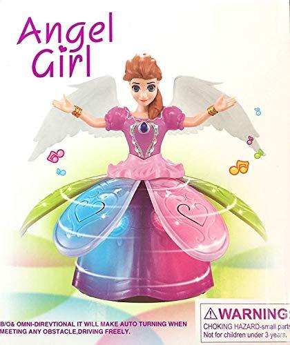 Royal tail princess dancing doll and rotating angel girl flashing lights with music (multi-color)-Multi color