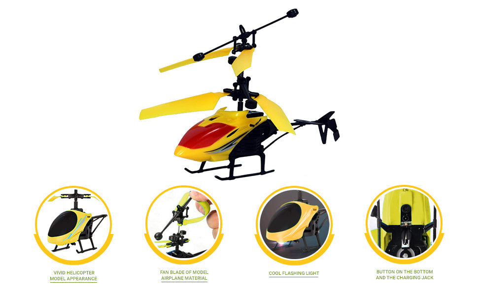2 in 1 Flying Helicopter Sensor Aircraft USB Chargering with Remote Control (6 to 14 Years) (Yellow)